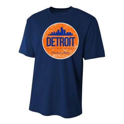 Retro Detroit Skyline Logo Youth Performance Sprint T-Shirt