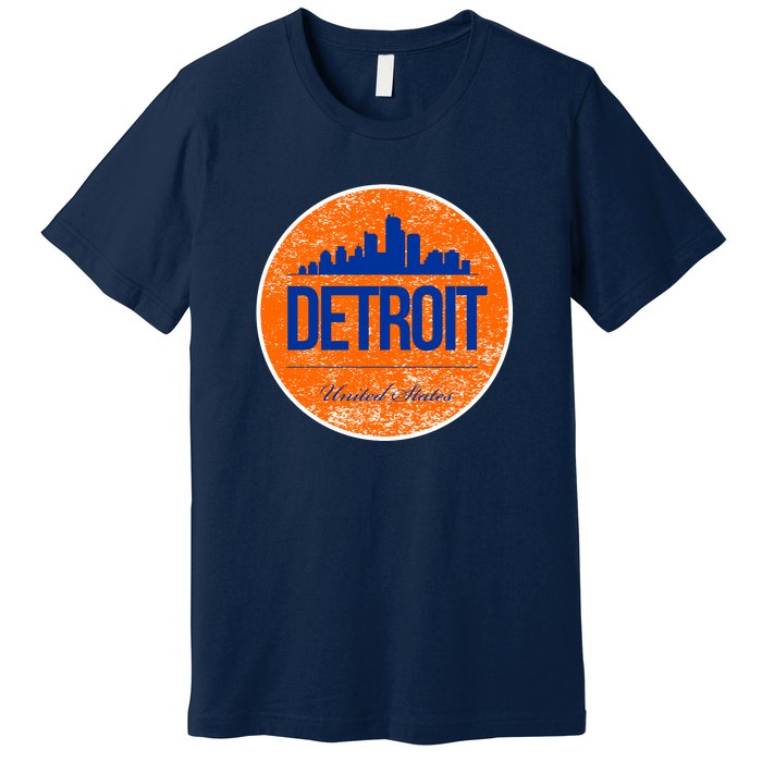 Retro Detroit Skyline Logo Premium T-Shirt