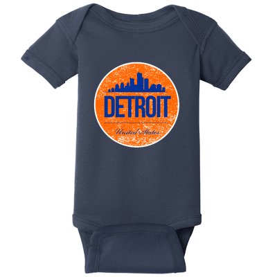 Retro Detroit Skyline Logo Baby Bodysuit