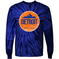 Retro Detroit Skyline Logo Tie-Dye Long Sleeve Shirt