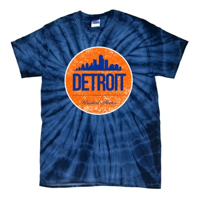 Retro Detroit Skyline Logo Tie-Dye T-Shirt