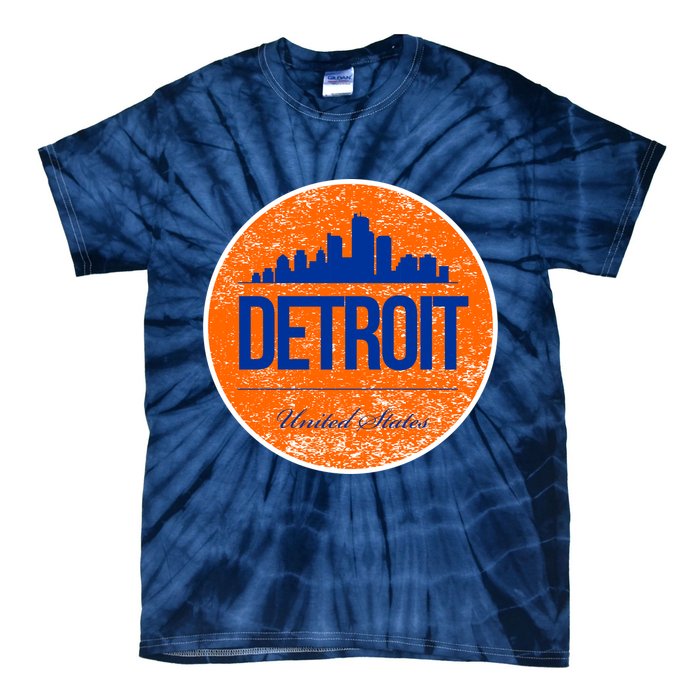 Retro Detroit Skyline Logo Tie-Dye T-Shirt