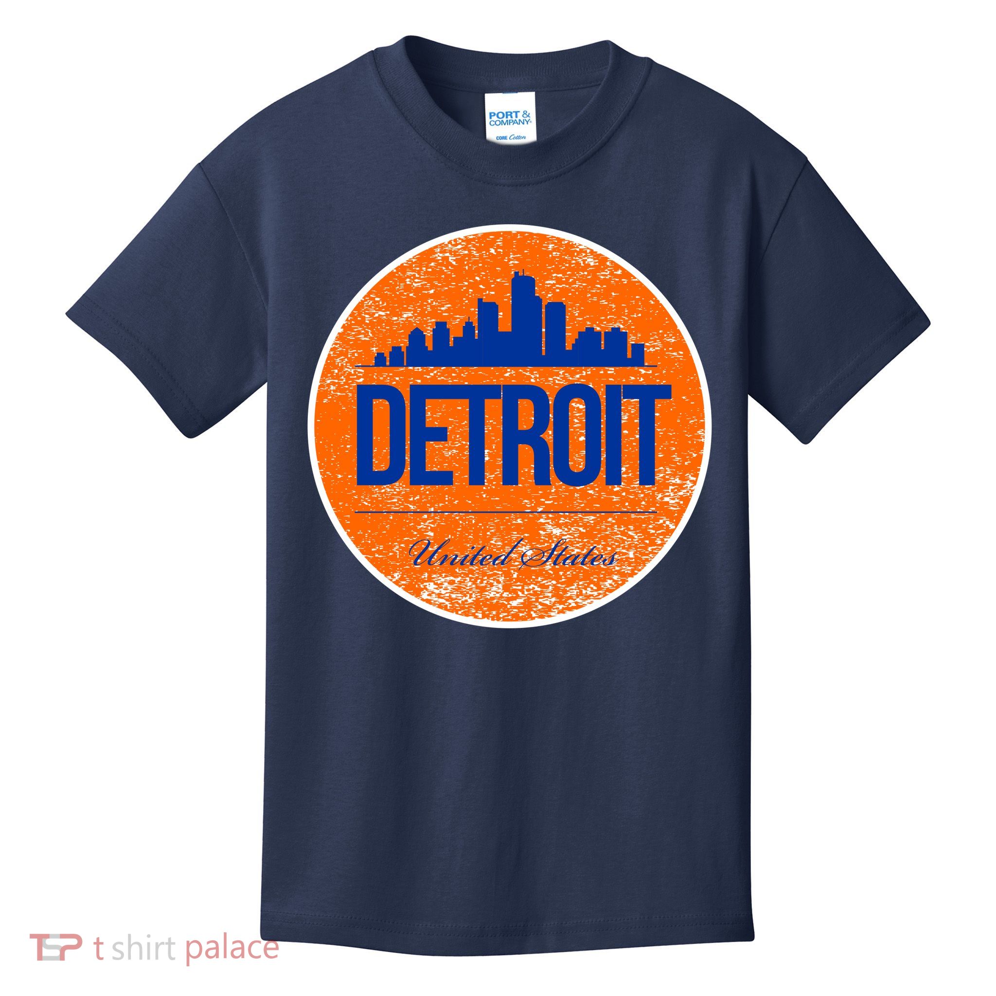 Retro Detroit Skyline Logo Kids T-Shirt