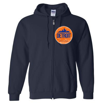 Retro Detroit Skyline Logo Full Zip Hoodie