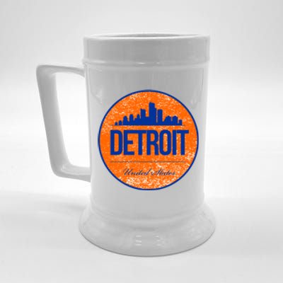 Retro Detroit Skyline Logo Beer Stein