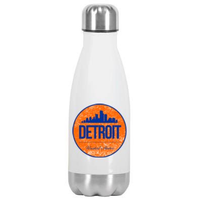 Retro Detroit Skyline Logo Stainless Steel Insulated Water Bottle