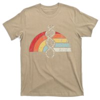 Retro Dna Strand Over Vintage Rainbow T-Shirt