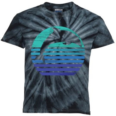 Retro Dolphin Silhouette Kids Tie-Dye T-Shirt