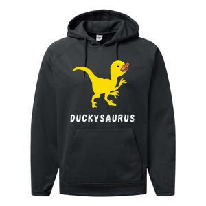 Rubber Duck Trex Duck Dino Funny Rubber Duck Dinosaur Performance Fleece Hoodie