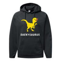 Rubber Duck Trex Duck Dino Funny Rubber Duck Dinosaur Performance Fleece Hoodie