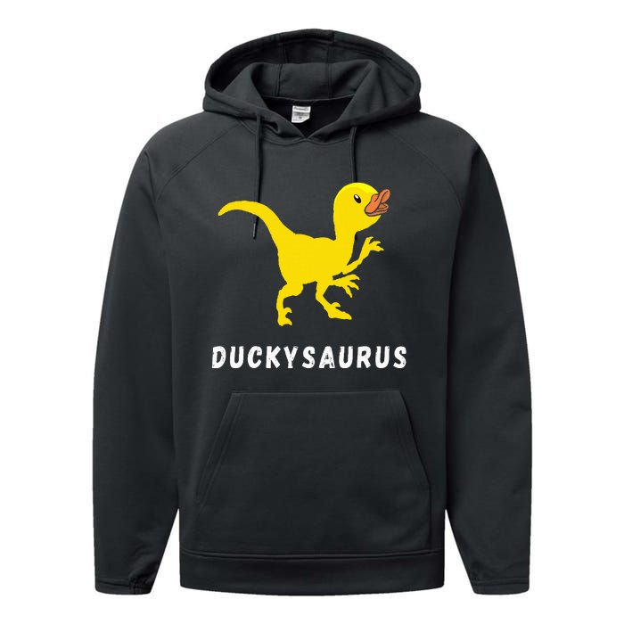 Rubber Duck Trex Duck Dino Funny Rubber Duck Dinosaur Performance Fleece Hoodie