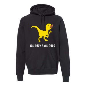 Rubber Duck Trex Duck Dino Funny Rubber Duck Dinosaur Premium Hoodie