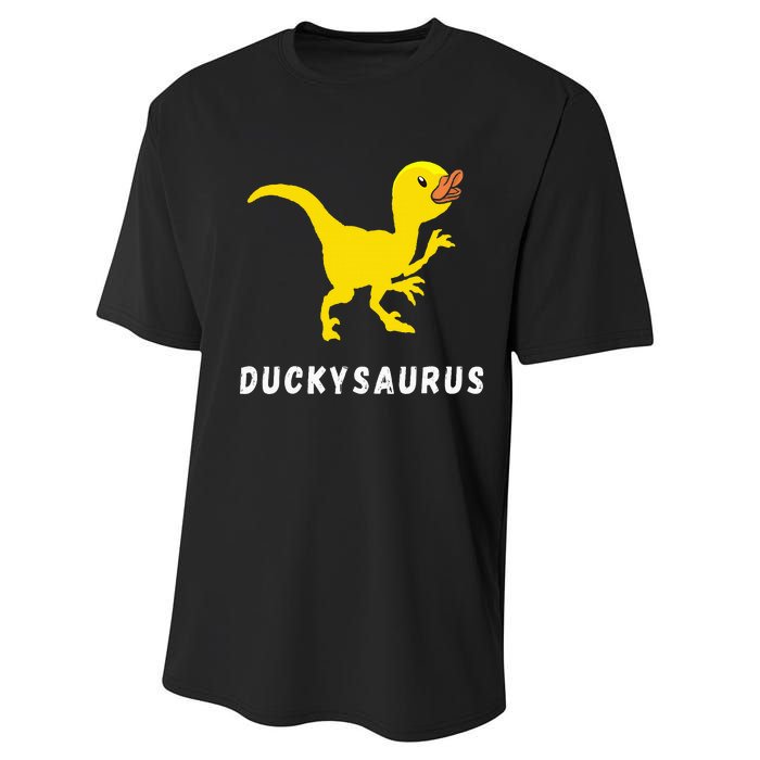 Rubber Duck Trex Duck Dino Funny Rubber Duck Dinosaur Performance Sprint T-Shirt