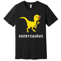 Rubber Duck Trex Duck Dino Funny Rubber Duck Dinosaur Premium T-Shirt