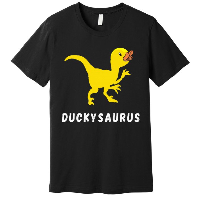 Rubber Duck Trex Duck Dino Funny Rubber Duck Dinosaur Premium T-Shirt