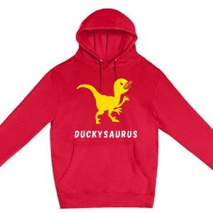 Rubber Duck Trex Duck Dino Funny Rubber Duck Dinosaur Premium Pullover Hoodie