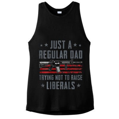 Regular Dad Trying Not To Raise Liberals Pro Gun Ladies PosiCharge Tri-Blend Wicking Tank