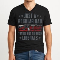 Regular Dad Trying Not To Raise Liberals Pro Gun V-Neck T-Shirt