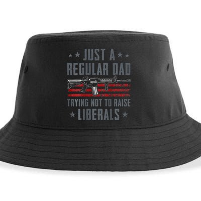 Regular Dad Trying Not To Raise Liberals Pro Gun Sustainable Bucket Hat