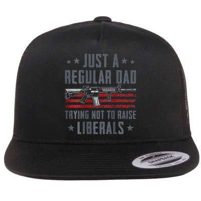 Regular Dad Trying Not To Raise Liberals Pro Gun Flatbill Hat