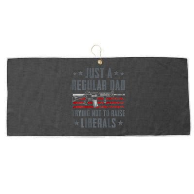 Regular Dad Trying Not To Raise Liberals Pro Gun Large Microfiber Waffle Golf Towel