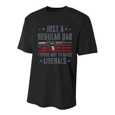 Regular Dad Trying Not To Raise Liberals Pro Gun Youth Performance Sprint T-Shirt
