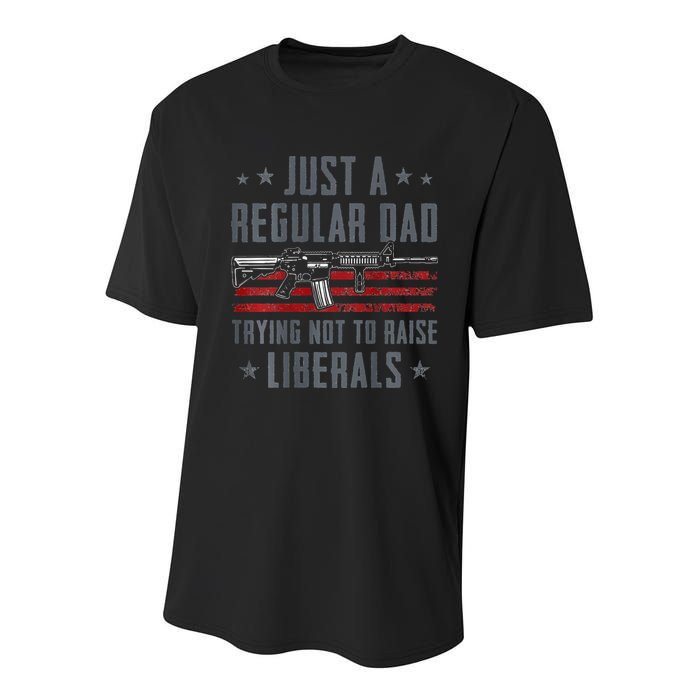 Regular Dad Trying Not To Raise Liberals Pro Gun Youth Performance Sprint T-Shirt