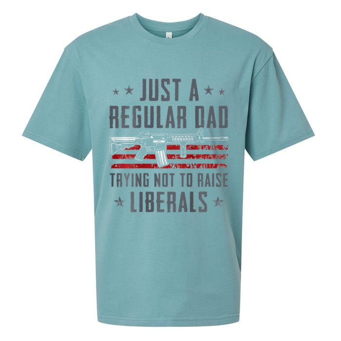 Regular Dad Trying Not To Raise Liberals Pro Gun Sueded Cloud Jersey T-Shirt