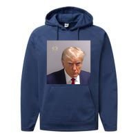 Real Donald Trump Mugshot At Fulton County Sheriffs Office Performance Fleece Hoodie