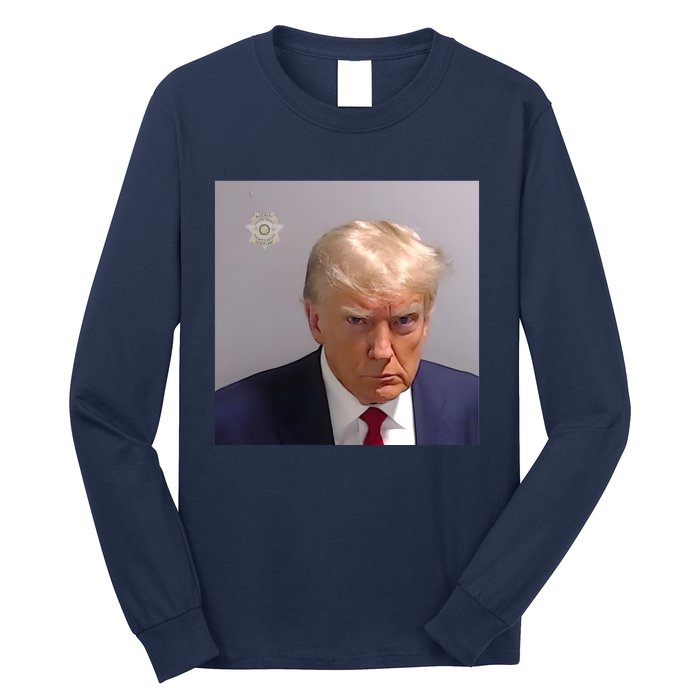 Real Donald Trump Mugshot At Fulton County Sheriffs Office Long Sleeve Shirt