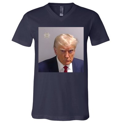 Real Donald Trump Mugshot At Fulton County Sheriffs Office V-Neck T-Shirt