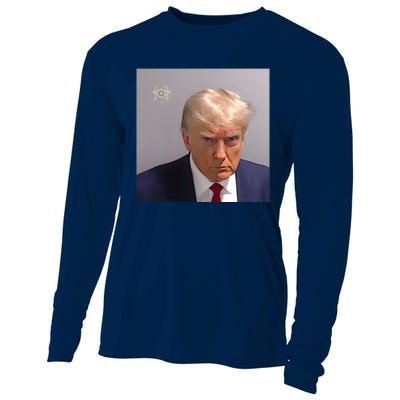 Real Donald Trump Mugshot At Fulton County Sheriffs Office Cooling Performance Long Sleeve Crew