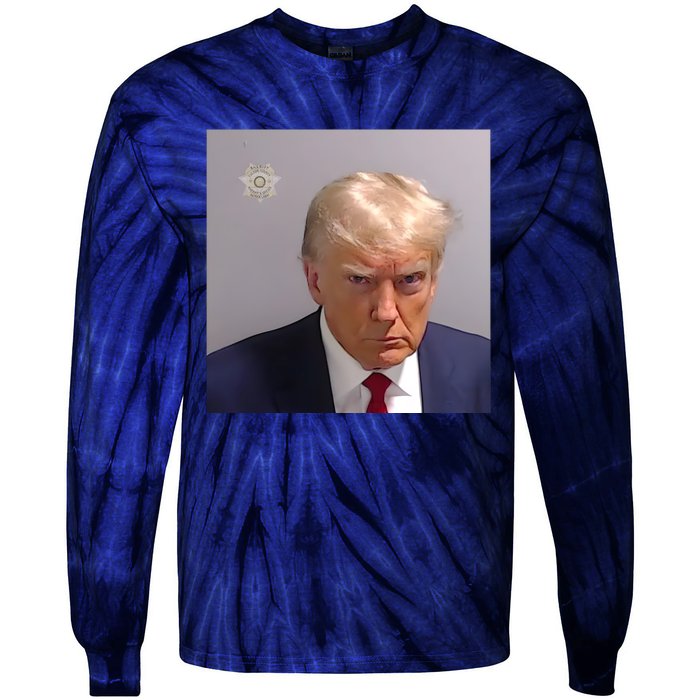 Real Donald Trump Mugshot At Fulton County Sheriffs Office Tie-Dye Long Sleeve Shirt