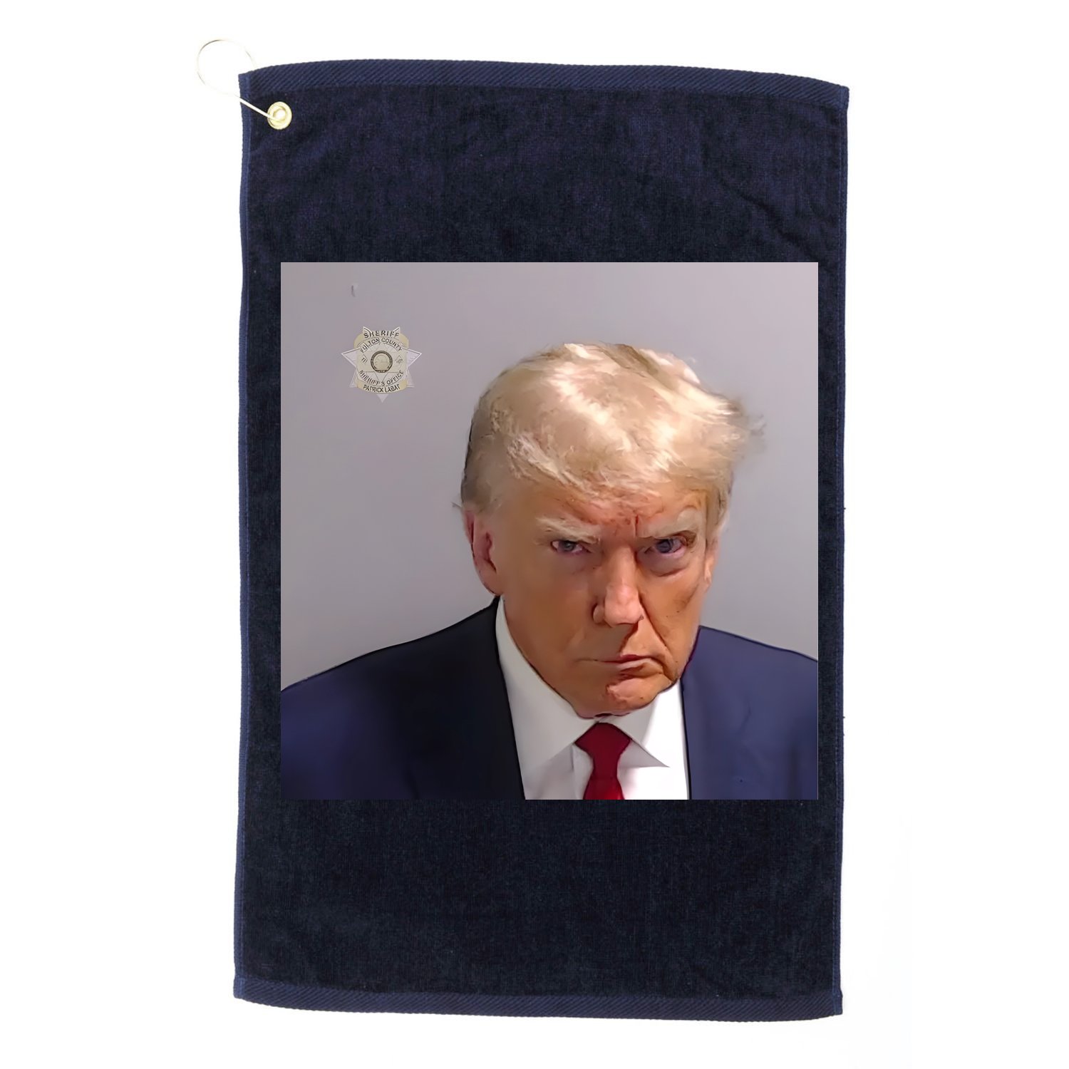 Real Donald Trump Mugshot At Fulton County Sheriffs Office Golf Towel