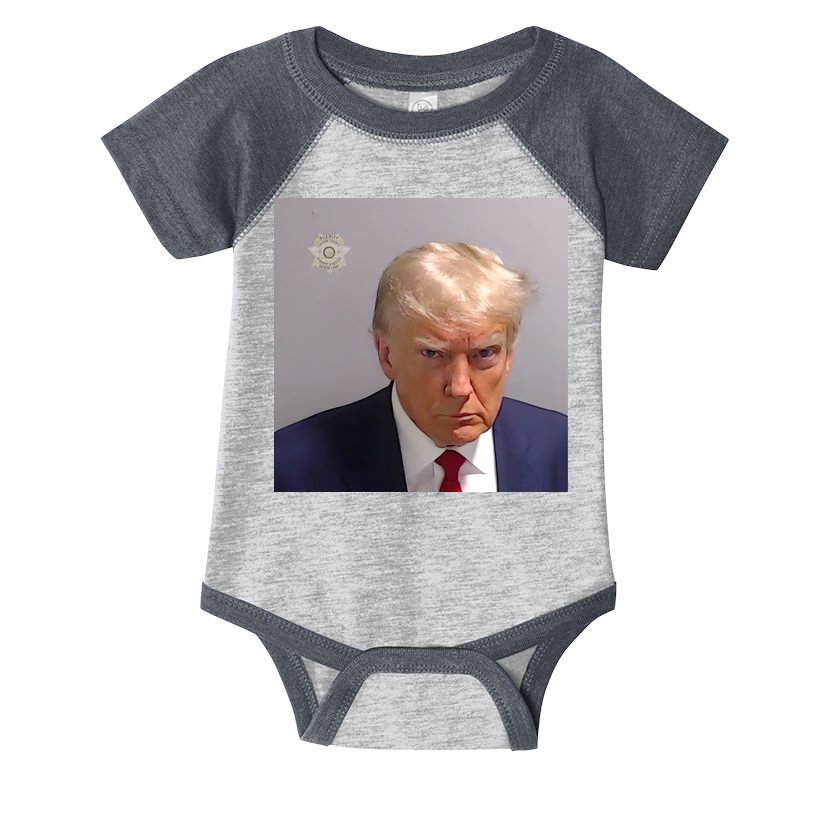 Real Donald Trump Mugshot At Fulton County Sheriffs Office Infant Baby Jersey Bodysuit