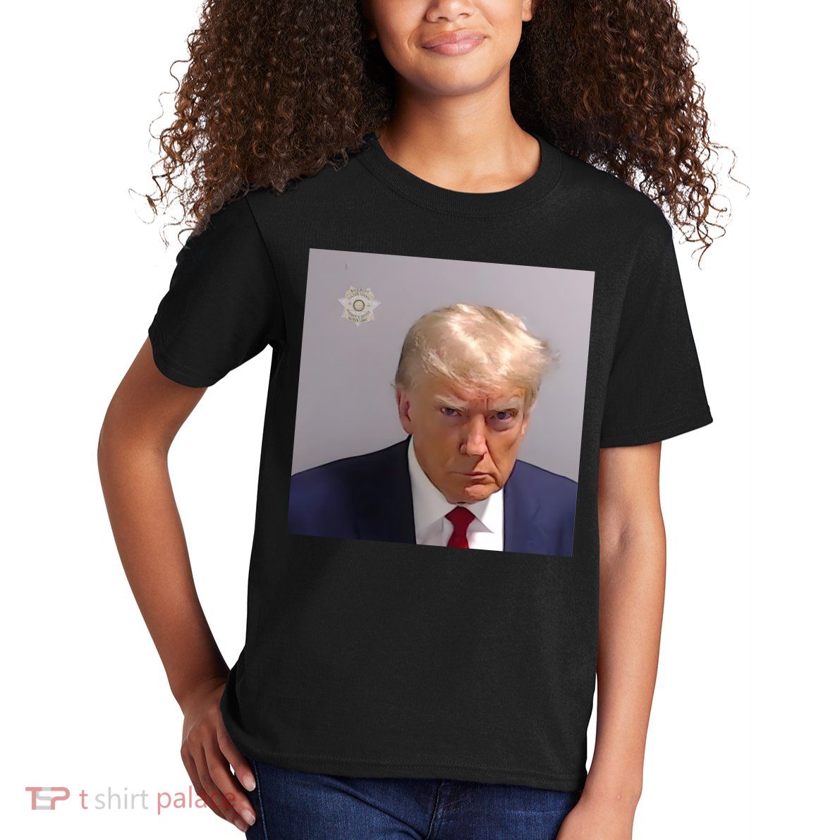 Real Donald Trump Mugshot At Fulton County Sheriffs Office Kids T-Shirt