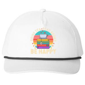 Retro Drink Tea Read Books Be Happy Snapback Five-Panel Rope Hat