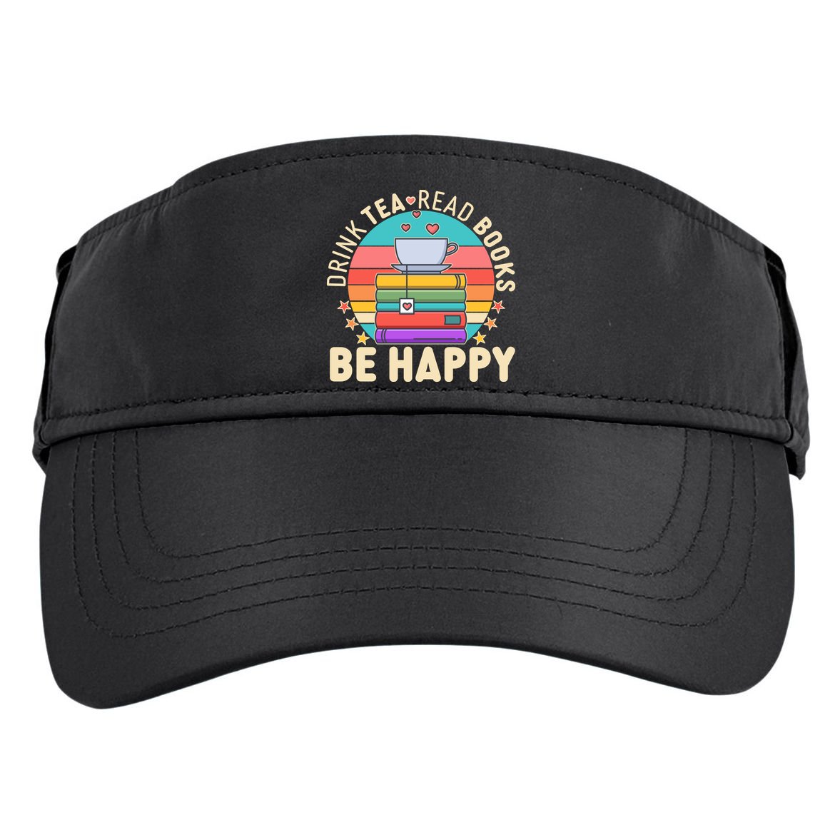 Retro Drink Tea Read Books Be Happy Adult Drive Performance Visor