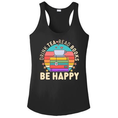 Retro Drink Tea Read Books Be Happy Ladies PosiCharge Competitor Racerback Tank