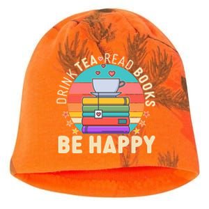 Retro Drink Tea Read Books Be Happy Kati - Camo Knit Beanie