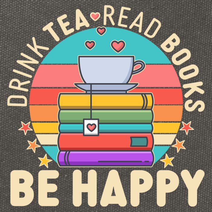 Retro Drink Tea Read Books Be Happy Cotton Canvas Backpack
