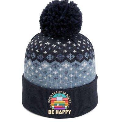 Retro Drink Tea Read Books Be Happy The Baniff Cuffed Pom Beanie