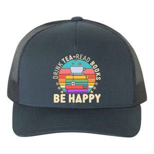 Retro Drink Tea Read Books Be Happy Yupoong Adult 5-Panel Trucker Hat