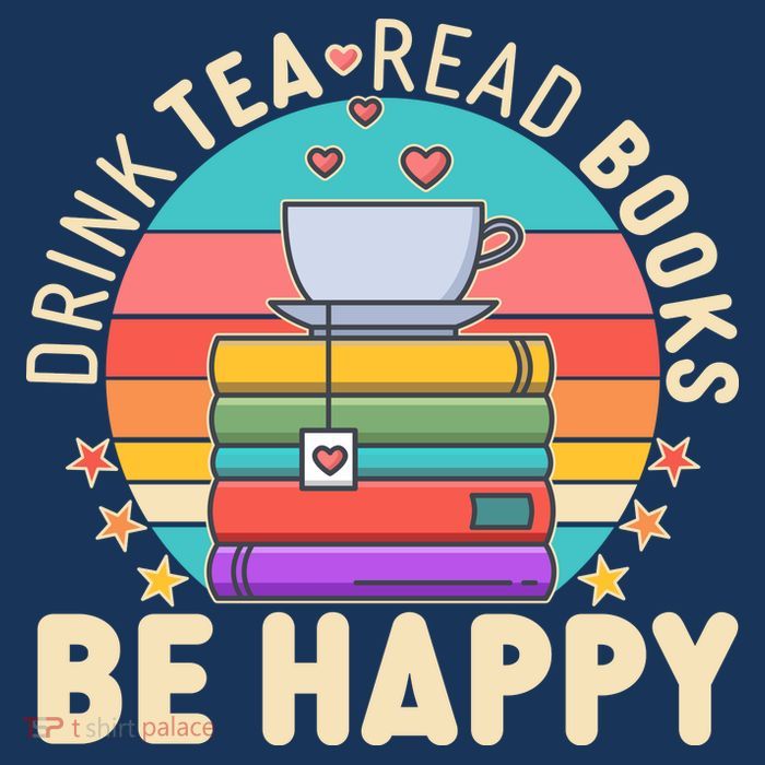 Retro Drink Tea Read Books Be Happy Tall T-Shirt