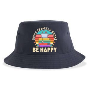 Retro Drink Tea Read Books Be Happy Sustainable Bucket Hat