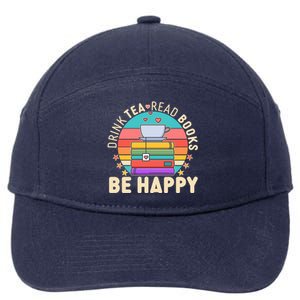 Retro Drink Tea Read Books Be Happy 7-Panel Snapback Hat