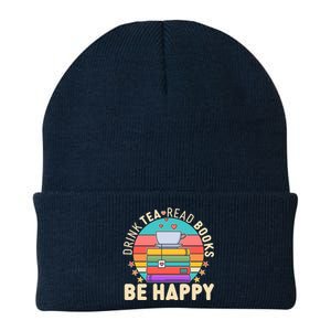 Retro Drink Tea Read Books Be Happy Knit Cap Winter Beanie