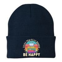 Retro Drink Tea Read Books Be Happy Knit Cap Winter Beanie