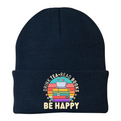 Retro Drink Tea Read Books Be Happy Knit Cap Winter Beanie