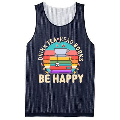 Retro Drink Tea Read Books Be Happy Mesh Reversible Basketball Jersey Tank